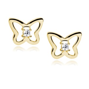 Cercei argint placati cu aur galben fluturasi cu piatra DiAmanti Z0695EG_W-DIA (Argint 925‰ 1,1 g.)